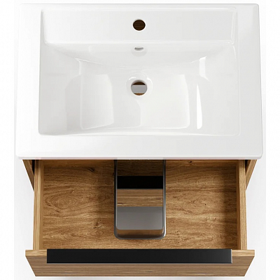 Тумба подвесная под раковину La Fenice Tesoro  60 см, дуб Канзас коричневый FNC-01-TES-DKK-60-2