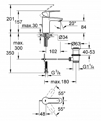 Смеситель для умывальника GROHE EUROSTYLE 33552002