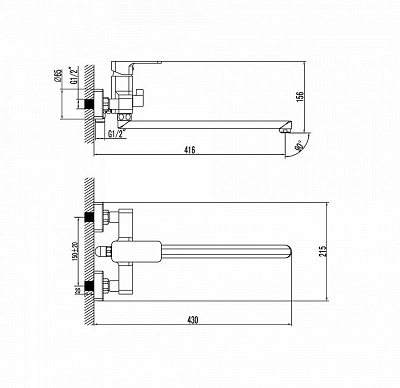 Смеситель для ванной IDDIS Urban URBSBL2i10