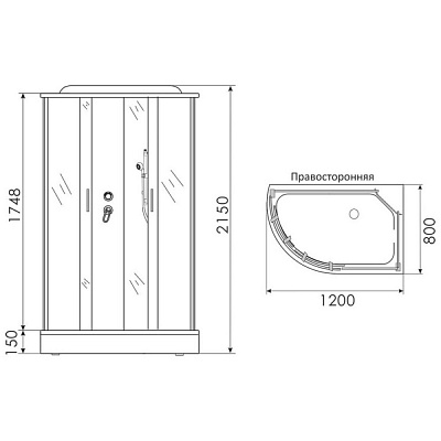 Душевая кабина 120х80 Erlit ER3512PR-C2-RUS