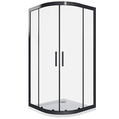 Душевое ограждение 80х80 Good Door Cofe R-80-C-B стекло прозрачное, профиль черный, КФ00001