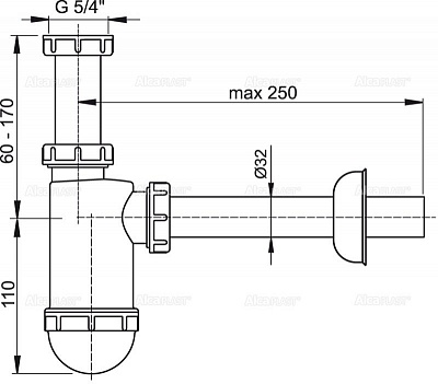 Сифон для умывальника AlcaPlast A430