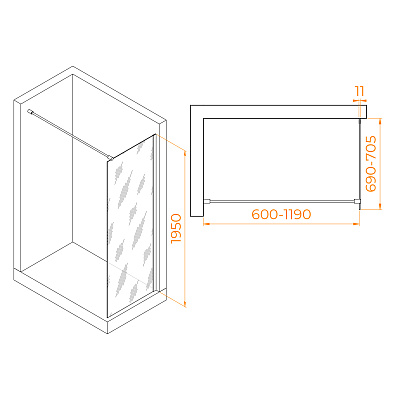Душевая перегородка RGW WA-002 700