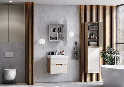 Тумба под раковину Aquaton Оливия 55 бежевый, дуб велл 1A254201OLVG0