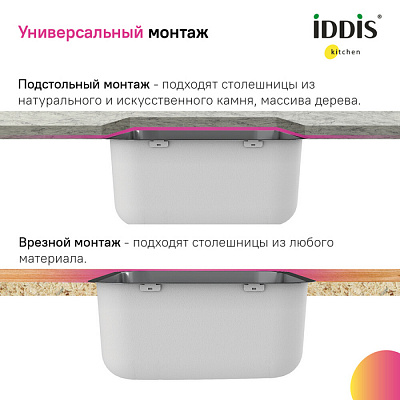 Мойка кухонная нержавеющая сталь, цвет графит, 533*433, Mate IDDIS MAT53GMi77