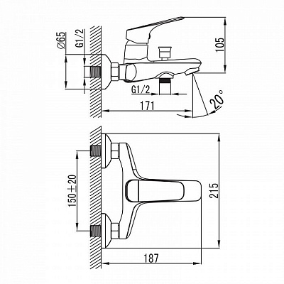 Смеситель для ванны с коротким изливом Iddis Vinsente VINSB00i02