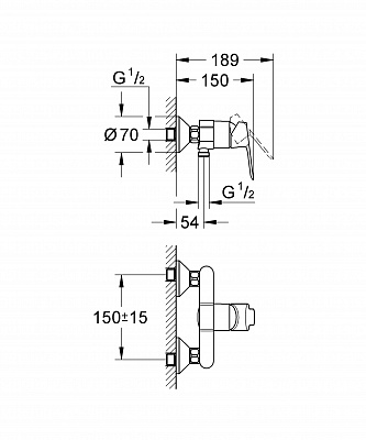 Смеситель для душа GROHE BAU EDGE 23333000