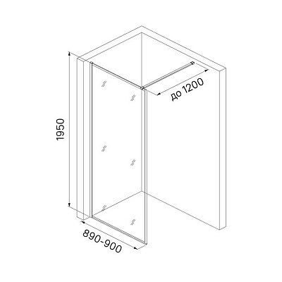Душевая перегородка IDDIS Walk In Slide 90x195 SLI8GS9i23