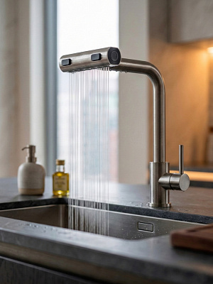 Смеситель для кухни с фильтром (нержавеющая сталь) CALORIE CAL50116-1