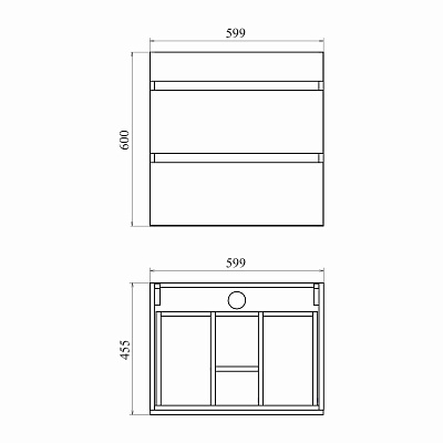 Тумба подвесная 2 ящика MIRSANT Karelia 60 УТ000098887 (раковина Simple 60, Breeze)