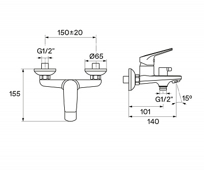 Смеситель для ванны Santek Кант WH5A10002C001
