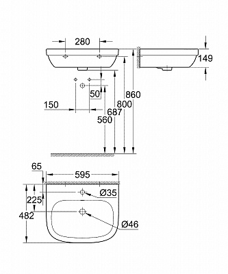 Раковина Grohe Euro Ceramic, 60 39335000