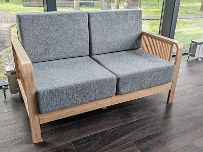 Диван на каркасе из бамбука с подушками Nature Bamboo+ Grey Fabric 1340 FN-060D-1